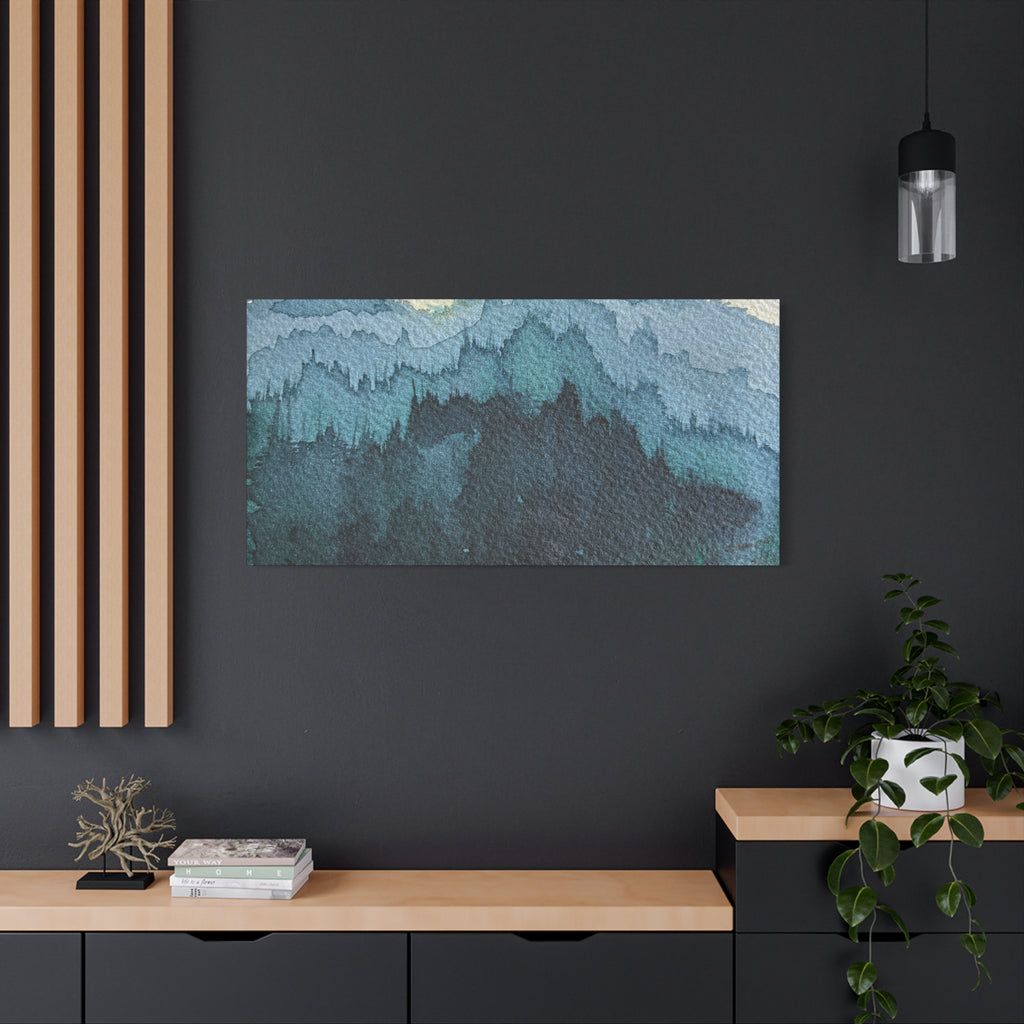 British Columbia Foggy c Watercolor Canvas Print