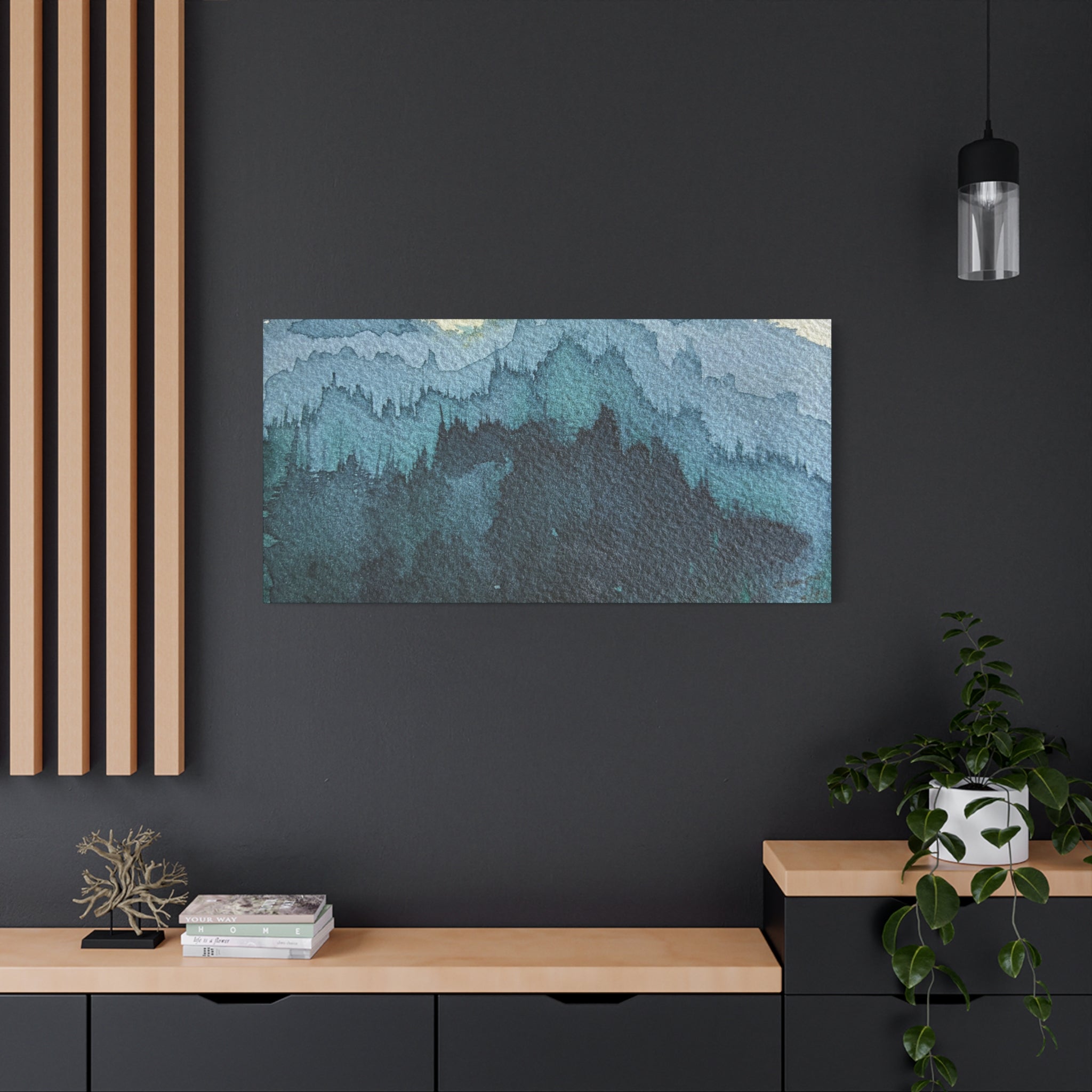 British Columbia Foggy c Watercolor Canvas Print