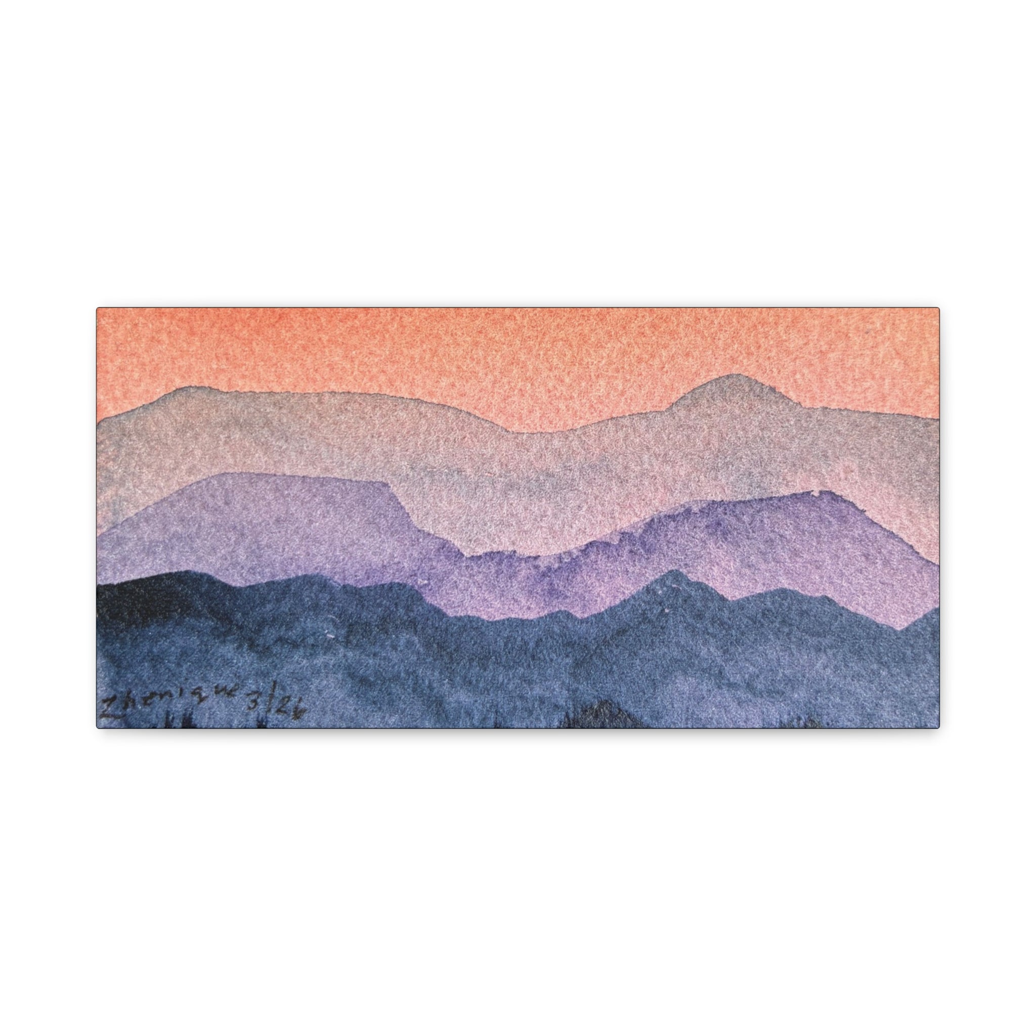 Salmon Sky Watercolor Canvas Print — Matte Stretched 1.25"