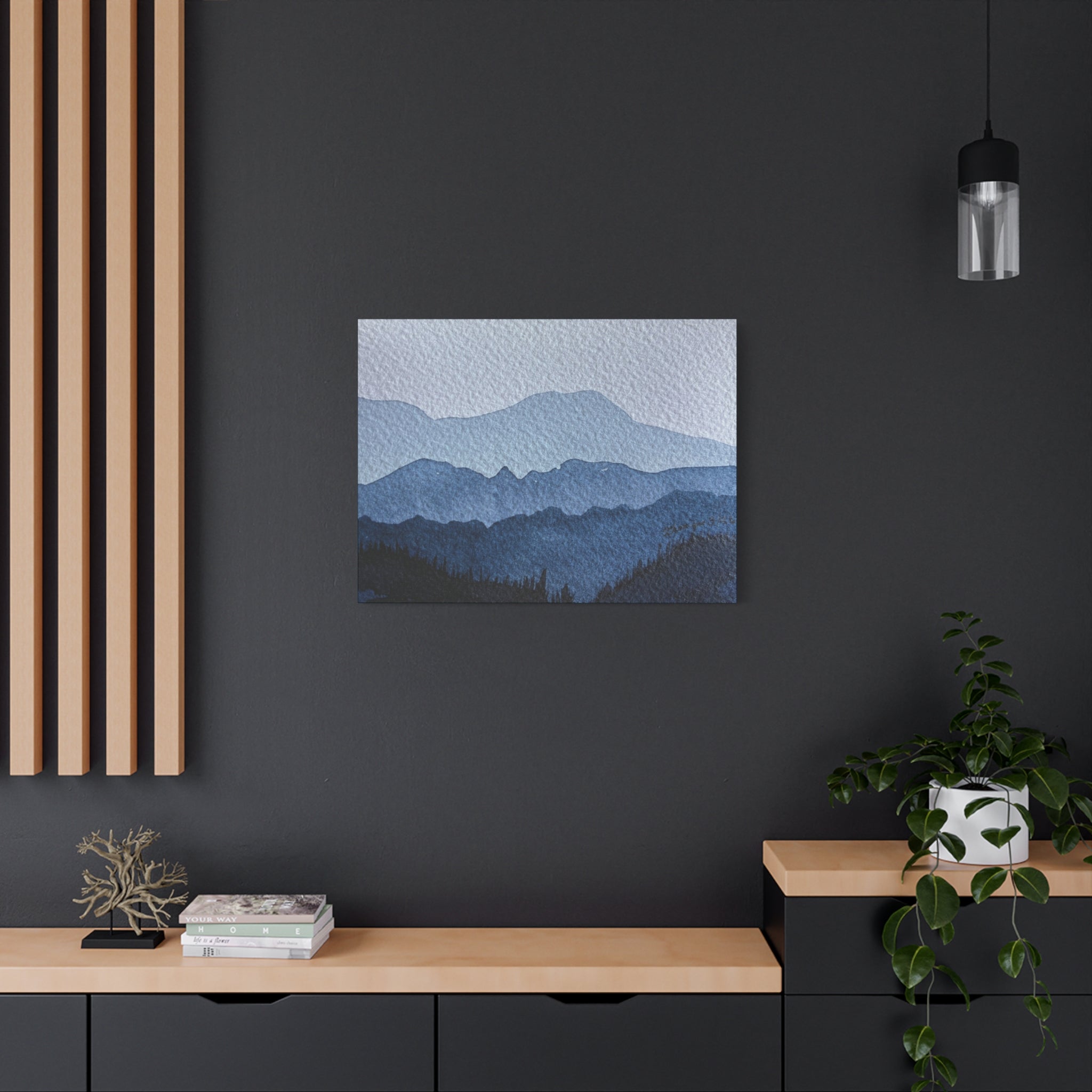 British Columbia Foggy a Watercolor Canvas Print