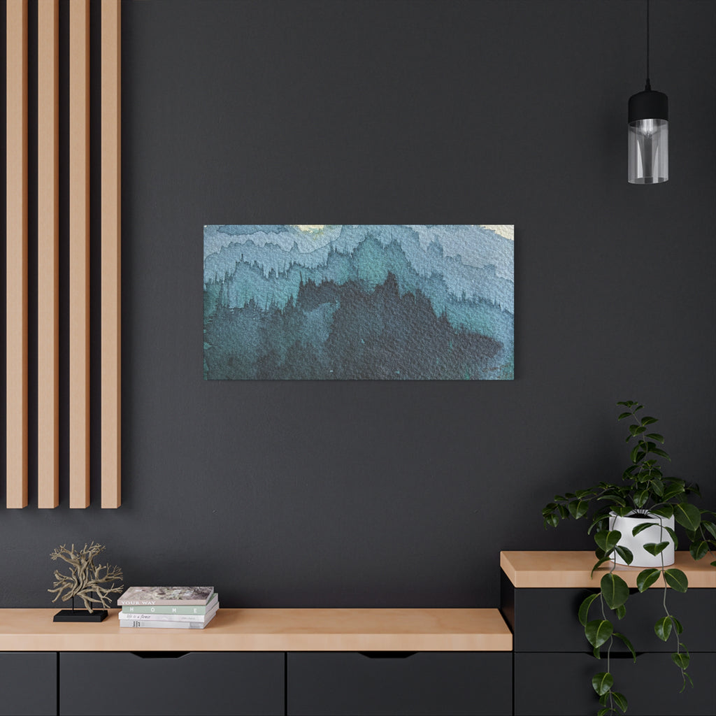 British Columbia Foggy c Watercolor Canvas Print