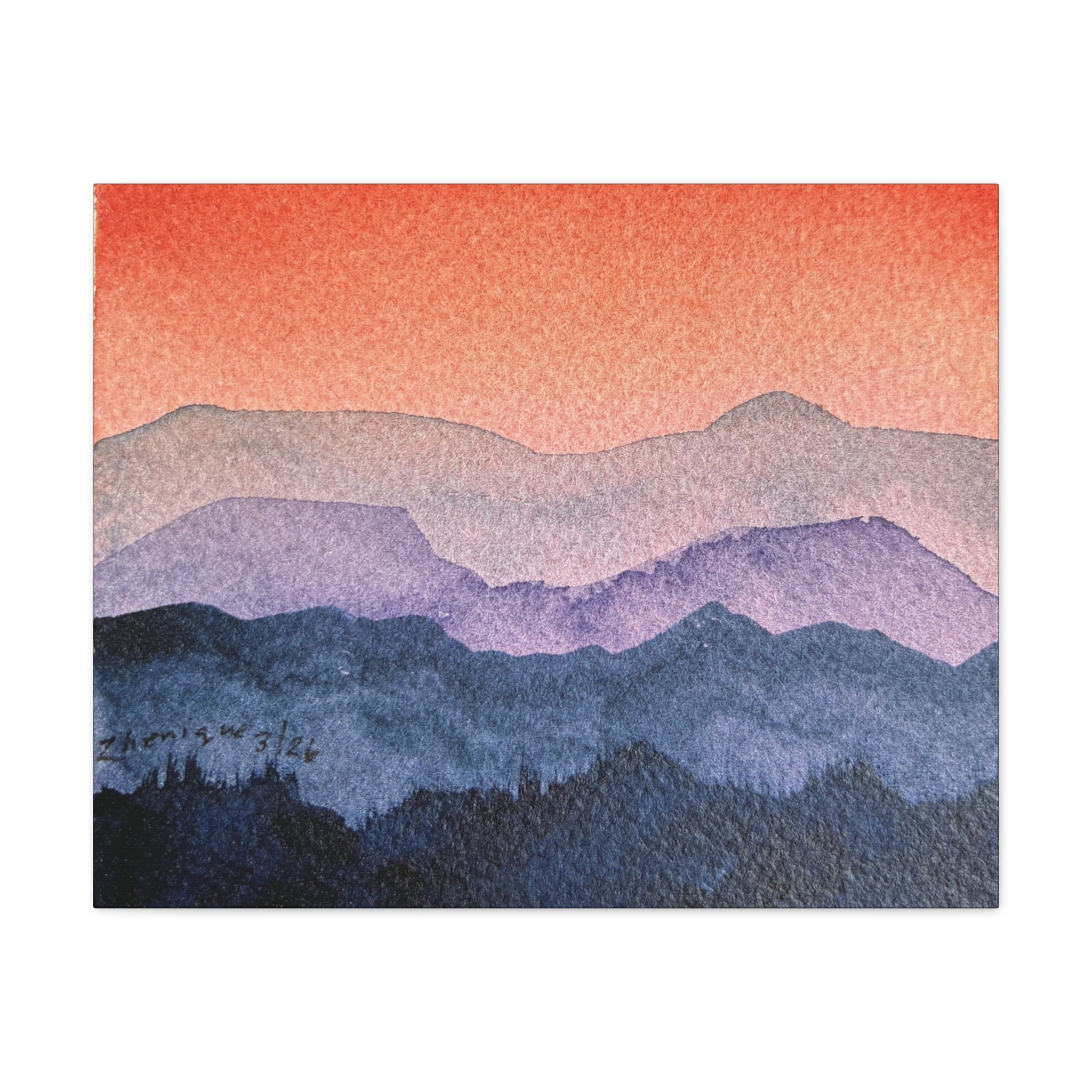 Salmon Sky Watercolor Canvas Print — Matte Stretched 1.25"