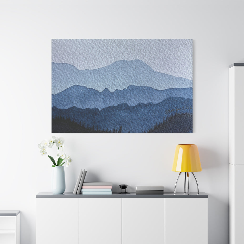 British Columbia Foggy a Watercolor Canvas Print