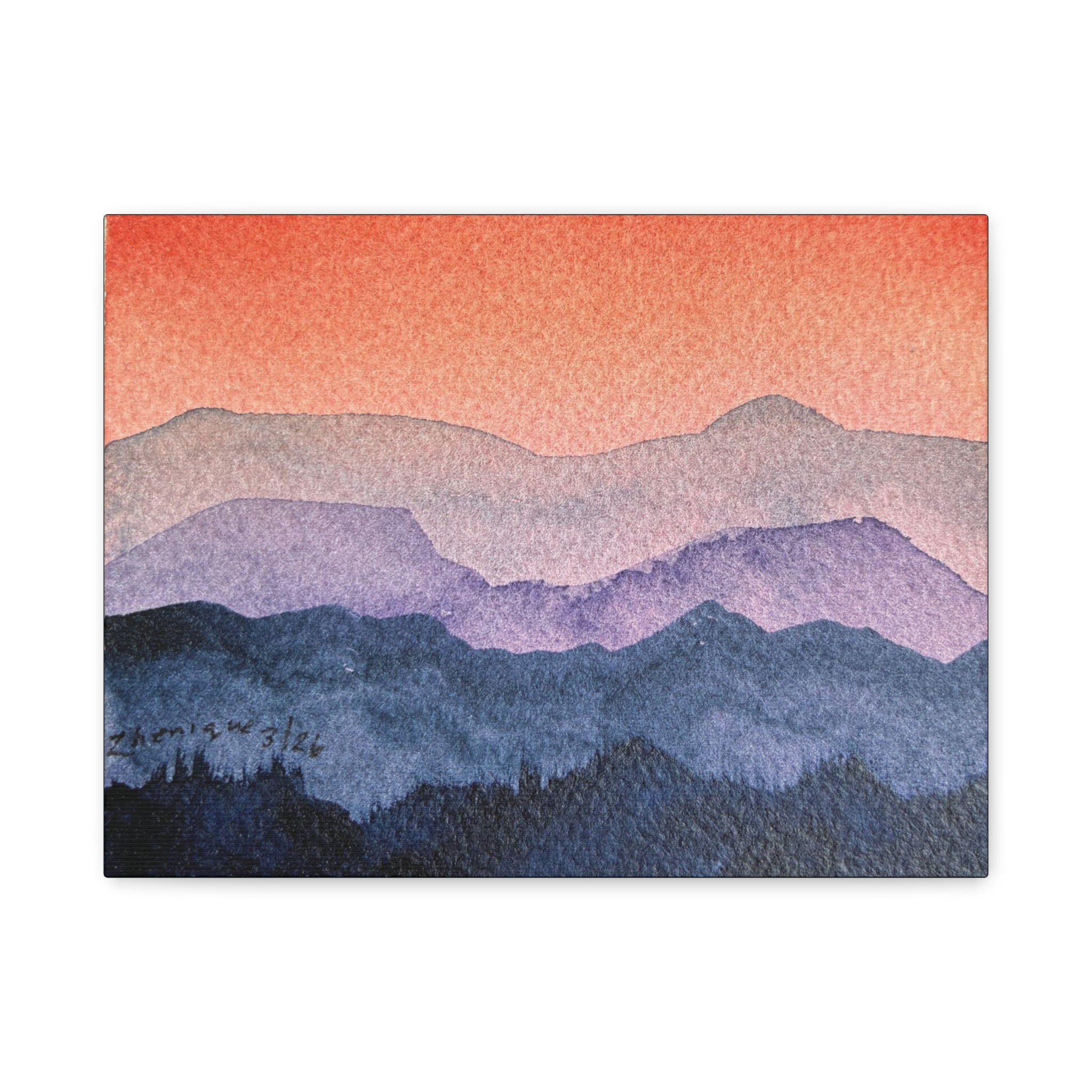Salmon Sky Watercolor Canvas Print — Matte Stretched 1.25"