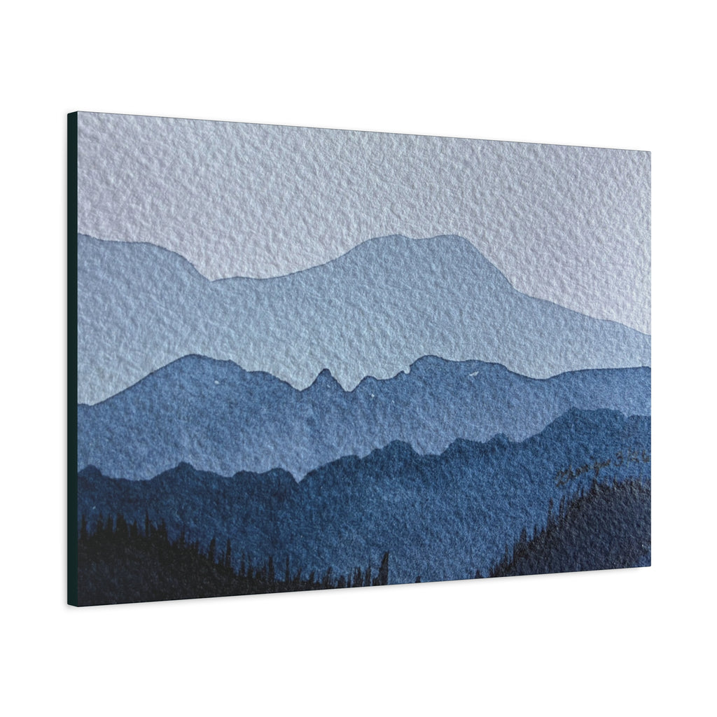 British Columbia Foggy a Watercolor Canvas Print