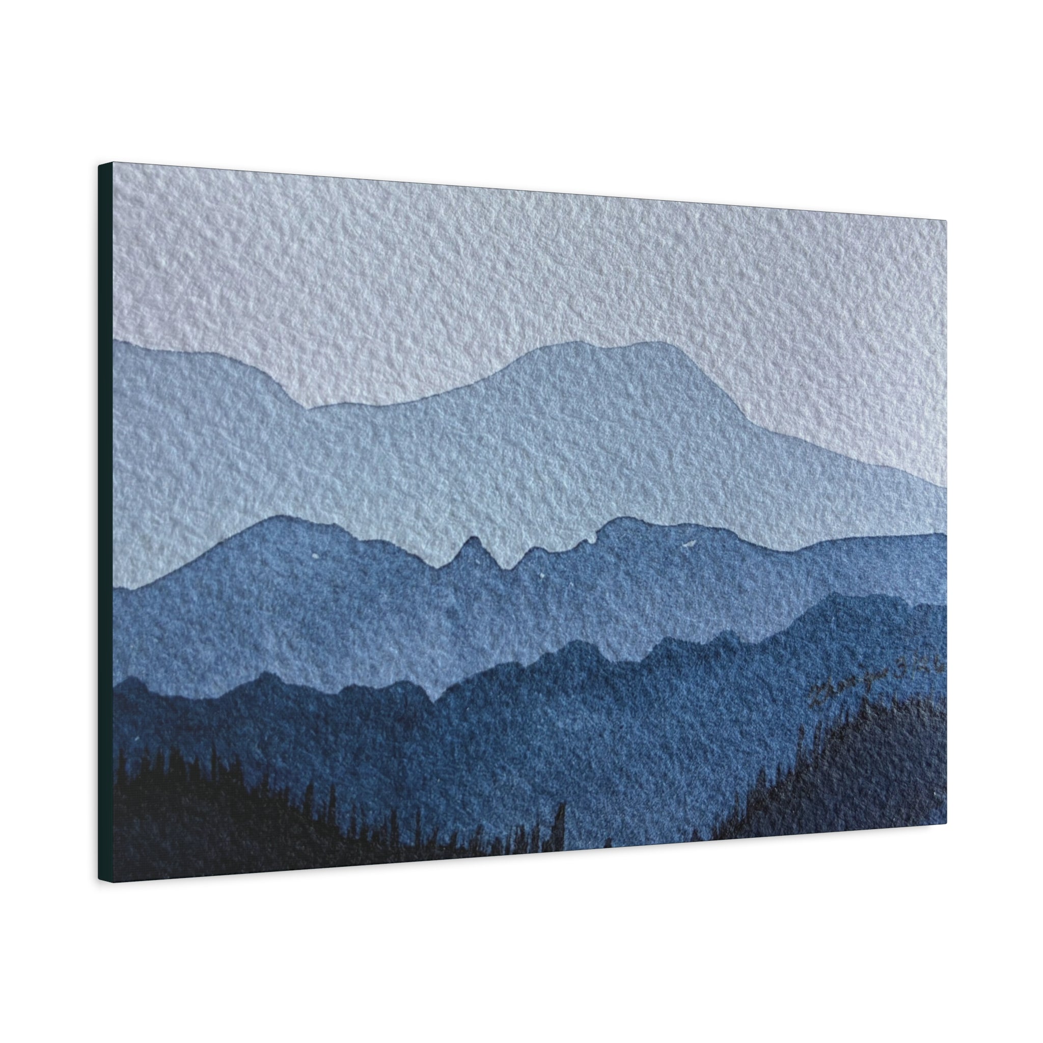 British Columbia Foggy a Watercolor Canvas Print