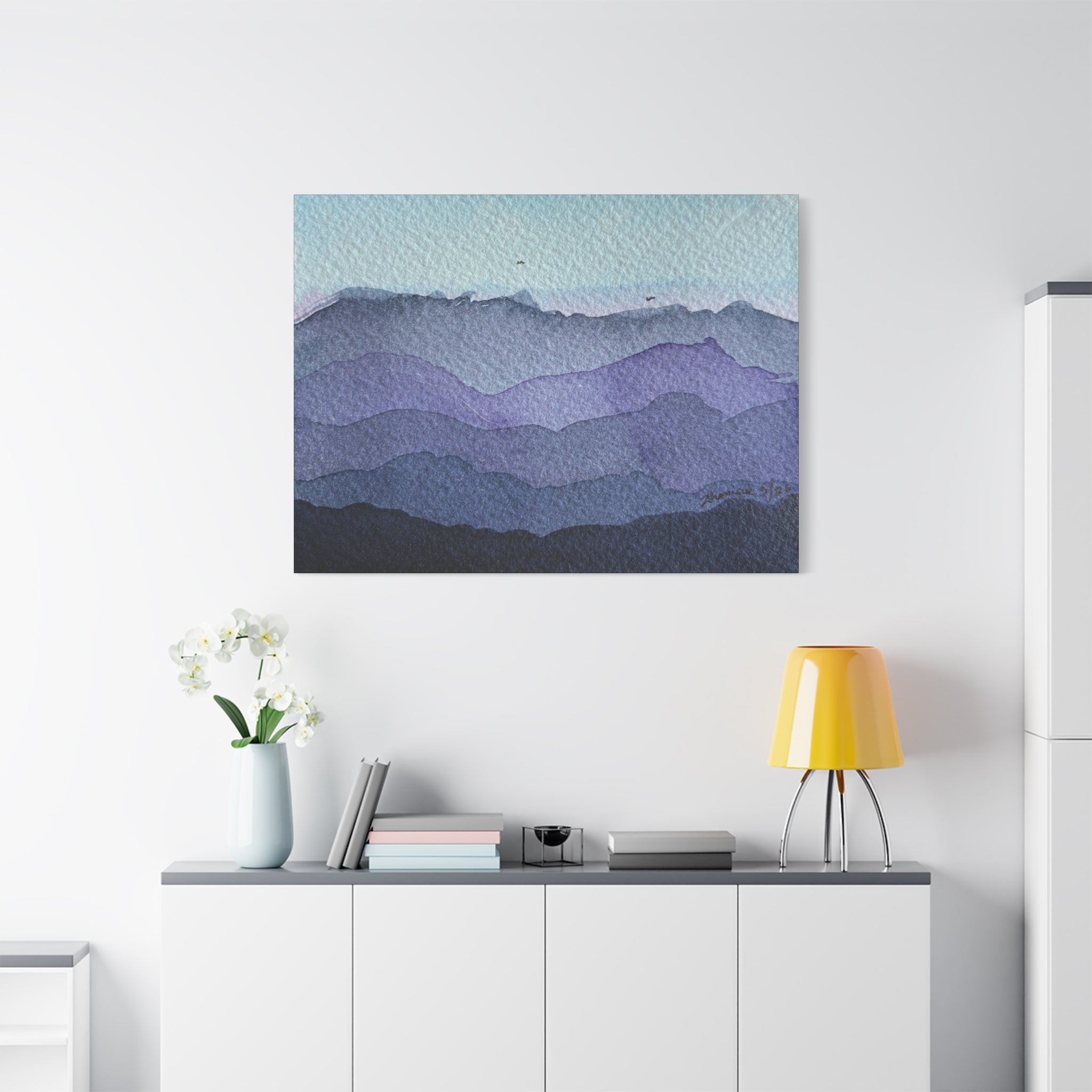 British Columbia Foggy d Watercolor Canvas Print