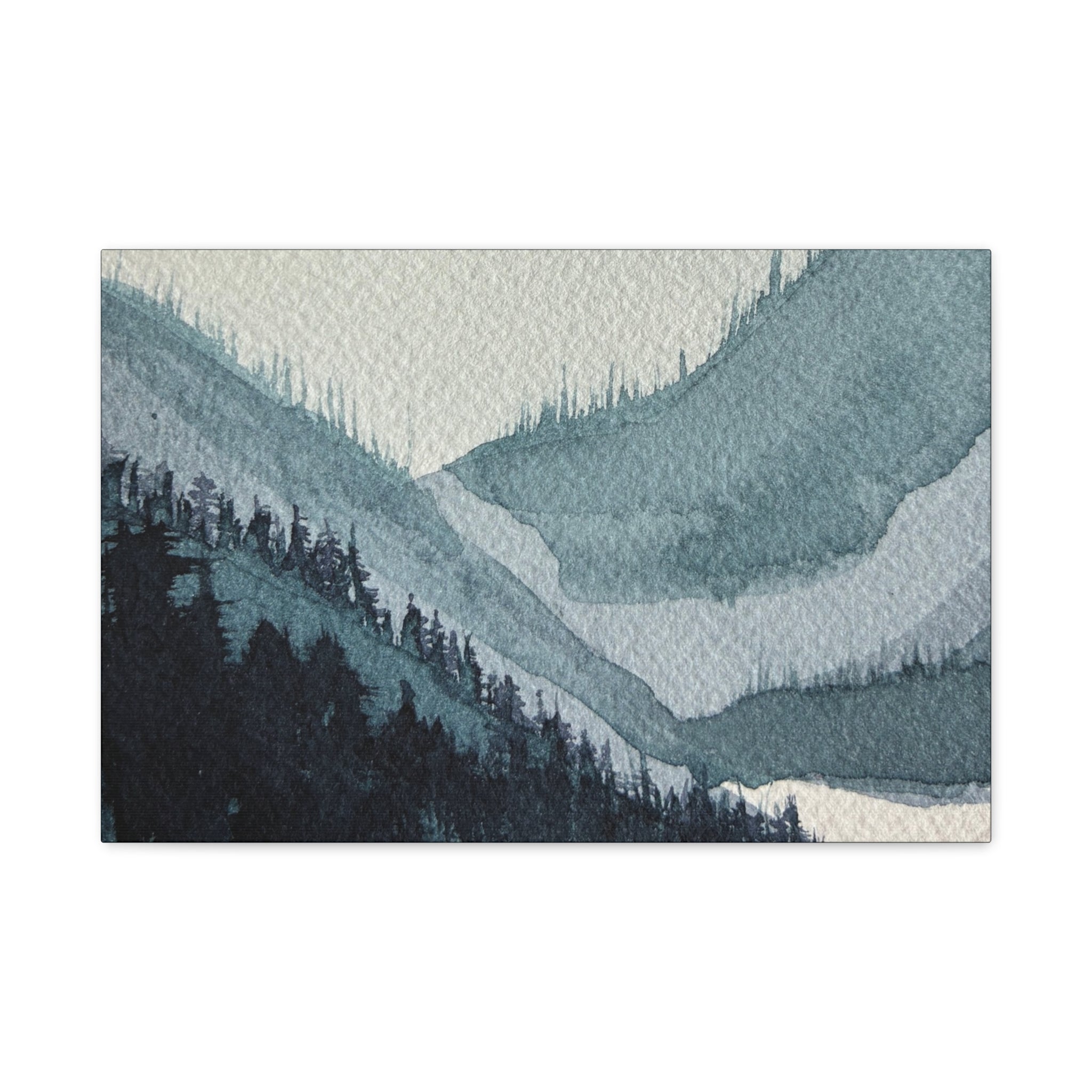 Kristi Mountain Mist Watercolor Canvas Wall Art — Stretched Matte Landscape Print
