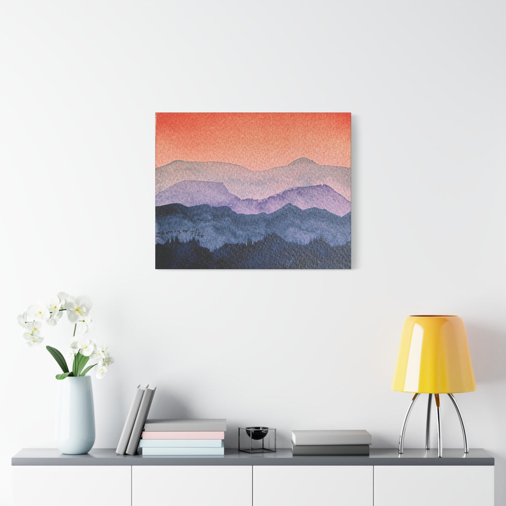 Salmon Sky Watercolor Canvas Print — Matte Stretched 1.25"