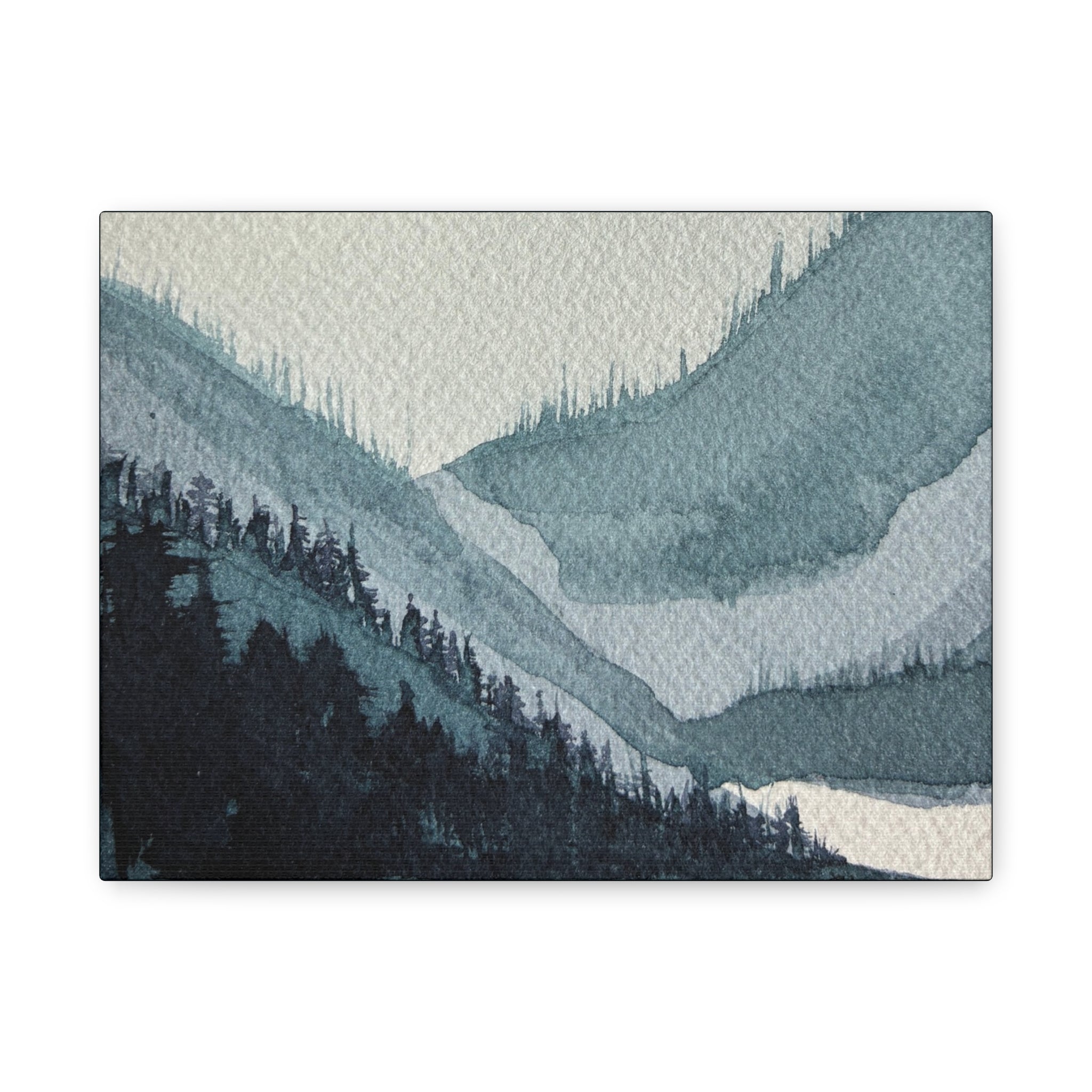 Kristi Mountain Mist Watercolor Canvas Wall Art — Stretched Matte Landscape Print