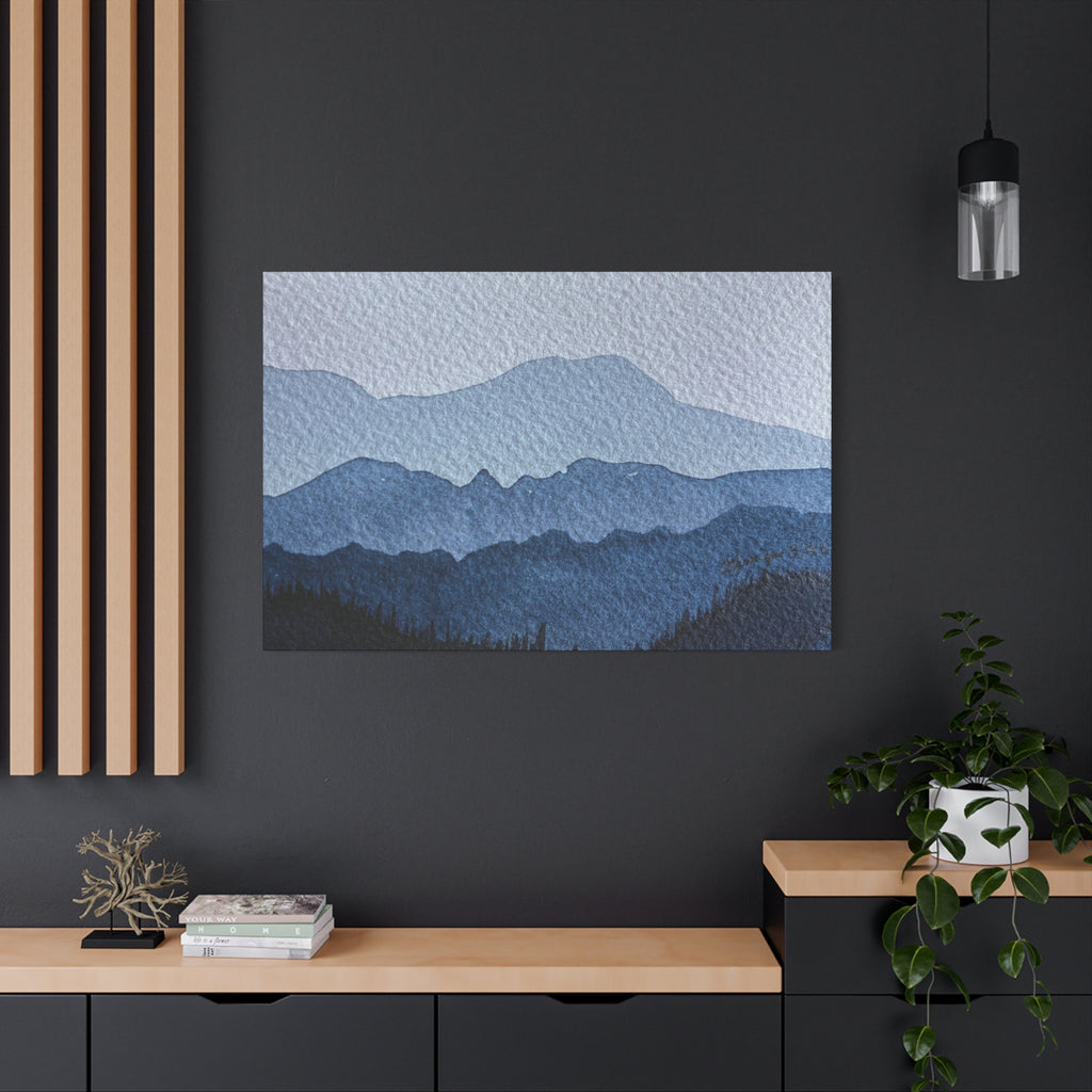 British Columbia Foggy a Watercolor Canvas Print