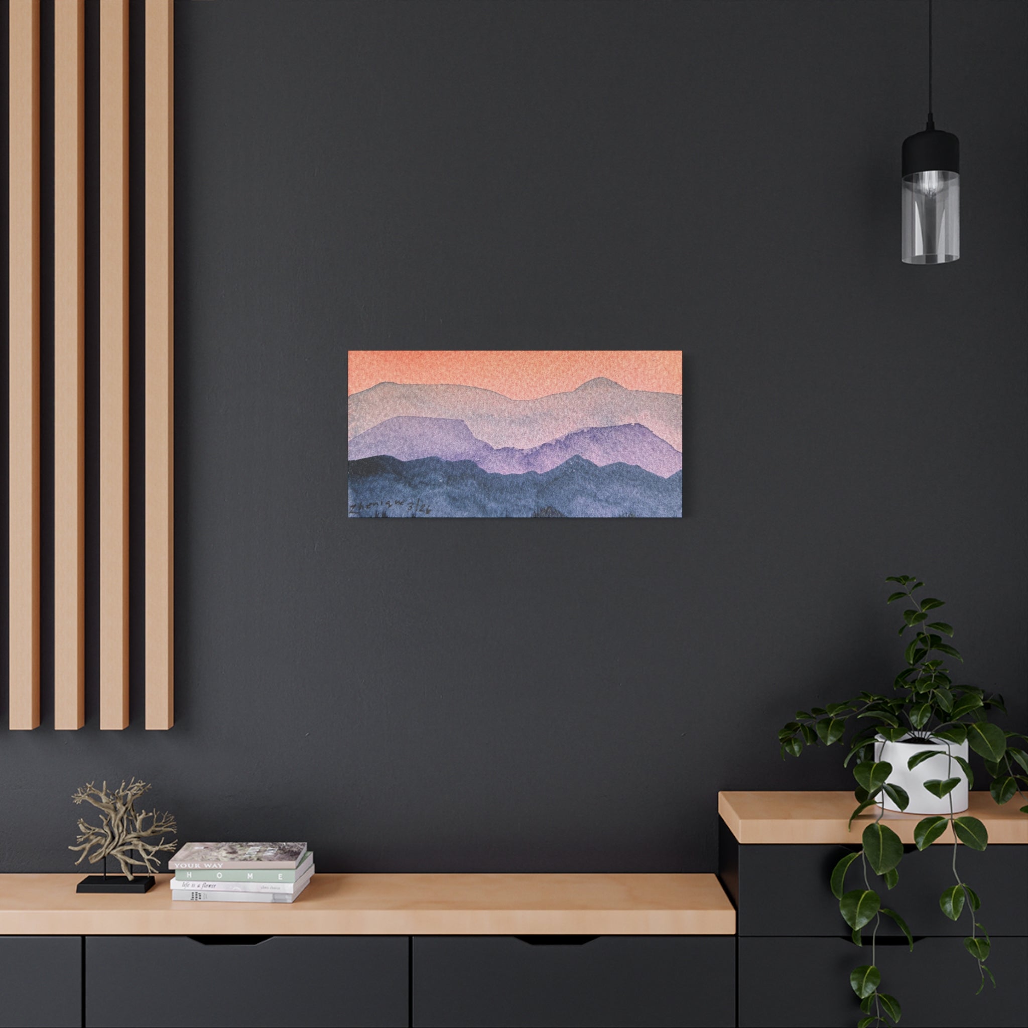 Salmon Sky Watercolor Canvas Print — Matte Stretched 1.25"