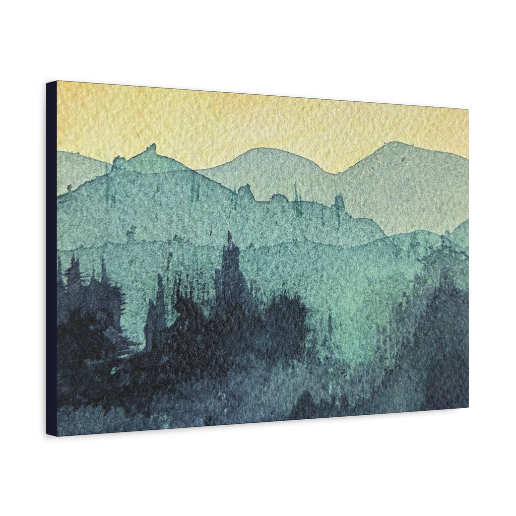 HYDE Mist Watercolor Mountain Canvas Wall Art - Matte Stretched Landscape Print