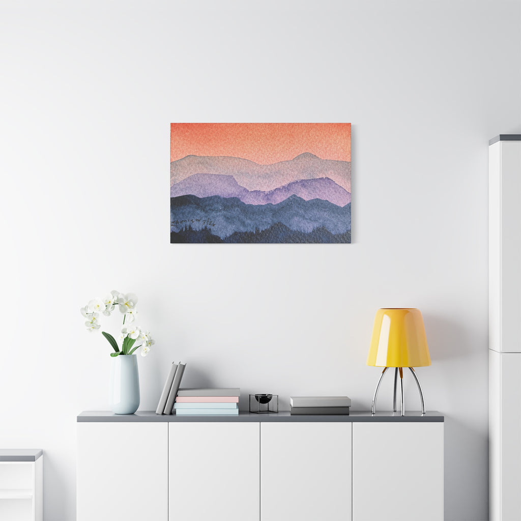Salmon Sky Watercolor Canvas Print — Matte Stretched 1.25"
