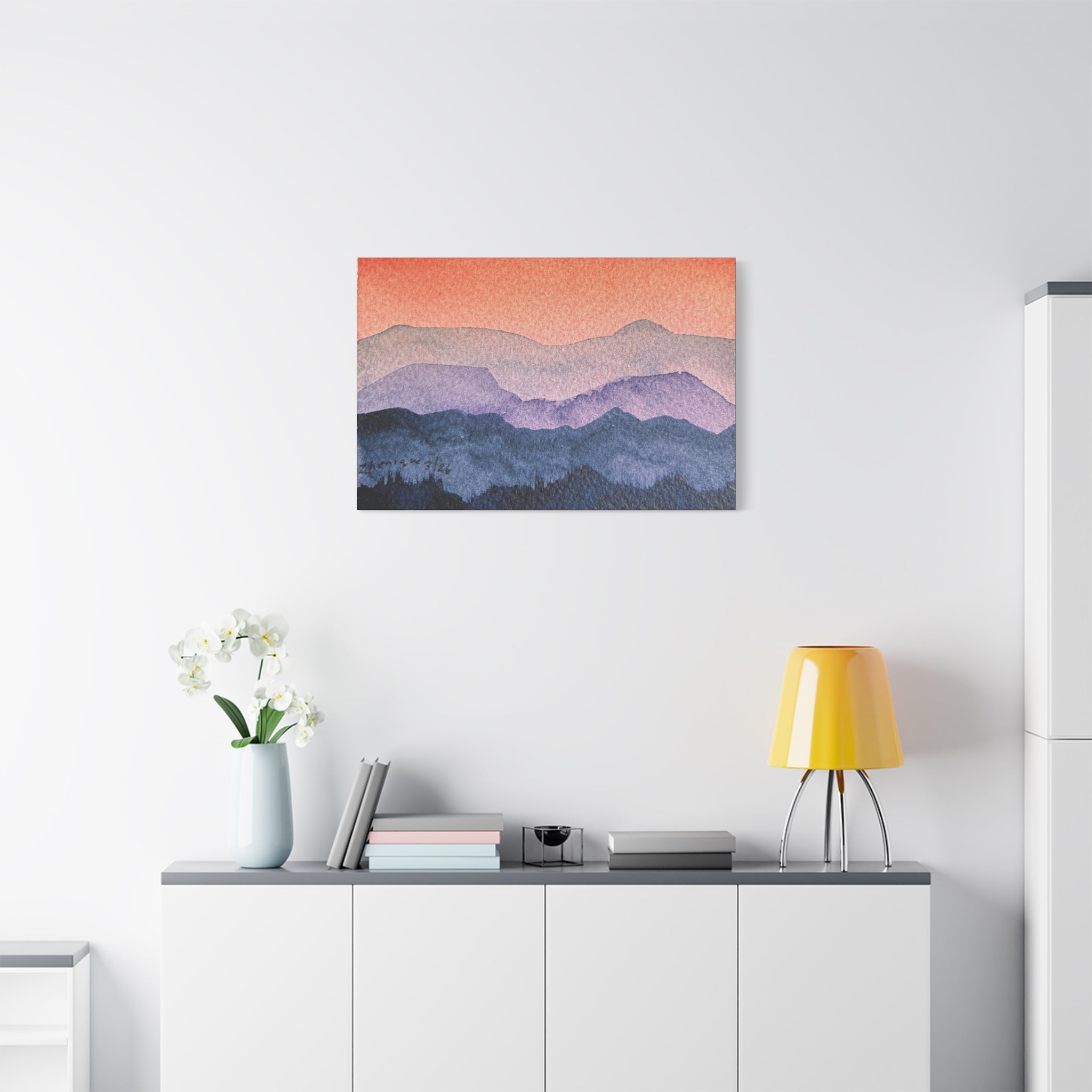 Salmon Sky Watercolor Canvas Print — Matte Stretched 1.25"