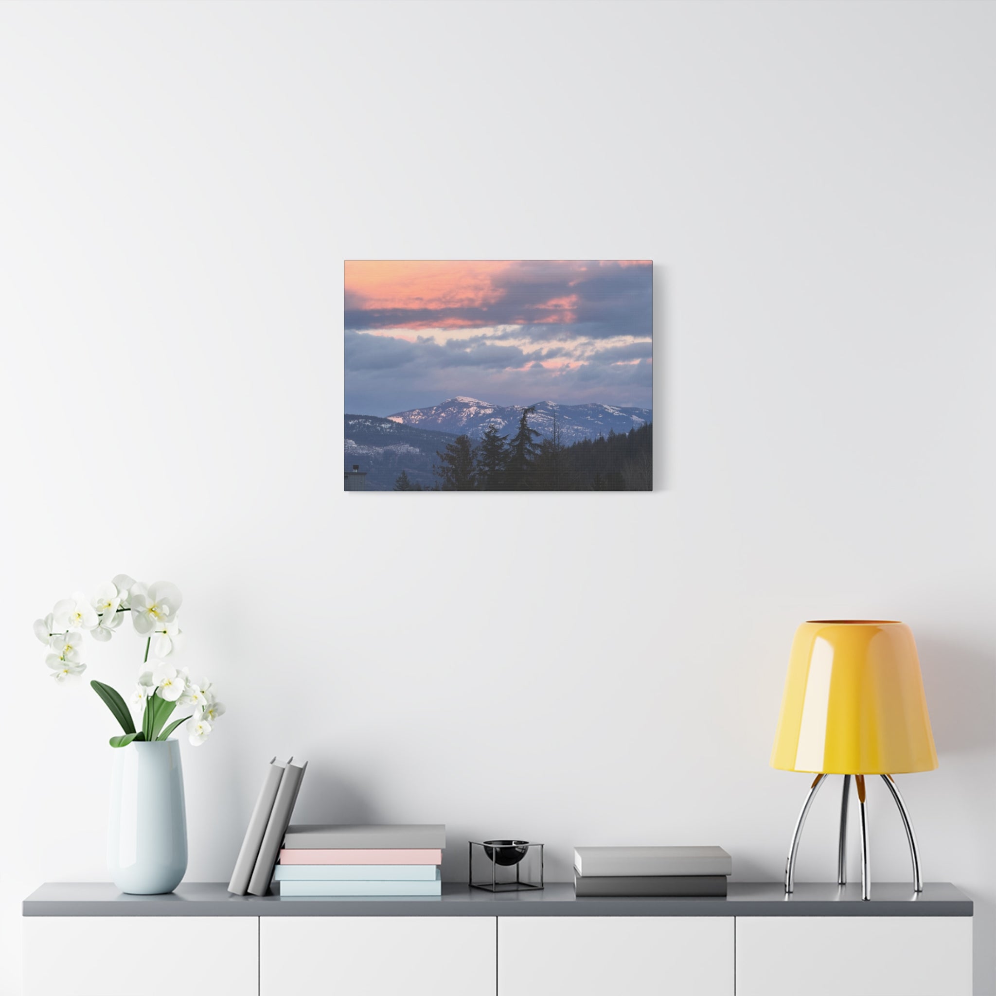 British Columbia Spring Mountain Photo Canvas Wall Art — Stretched Matte Landscape Print