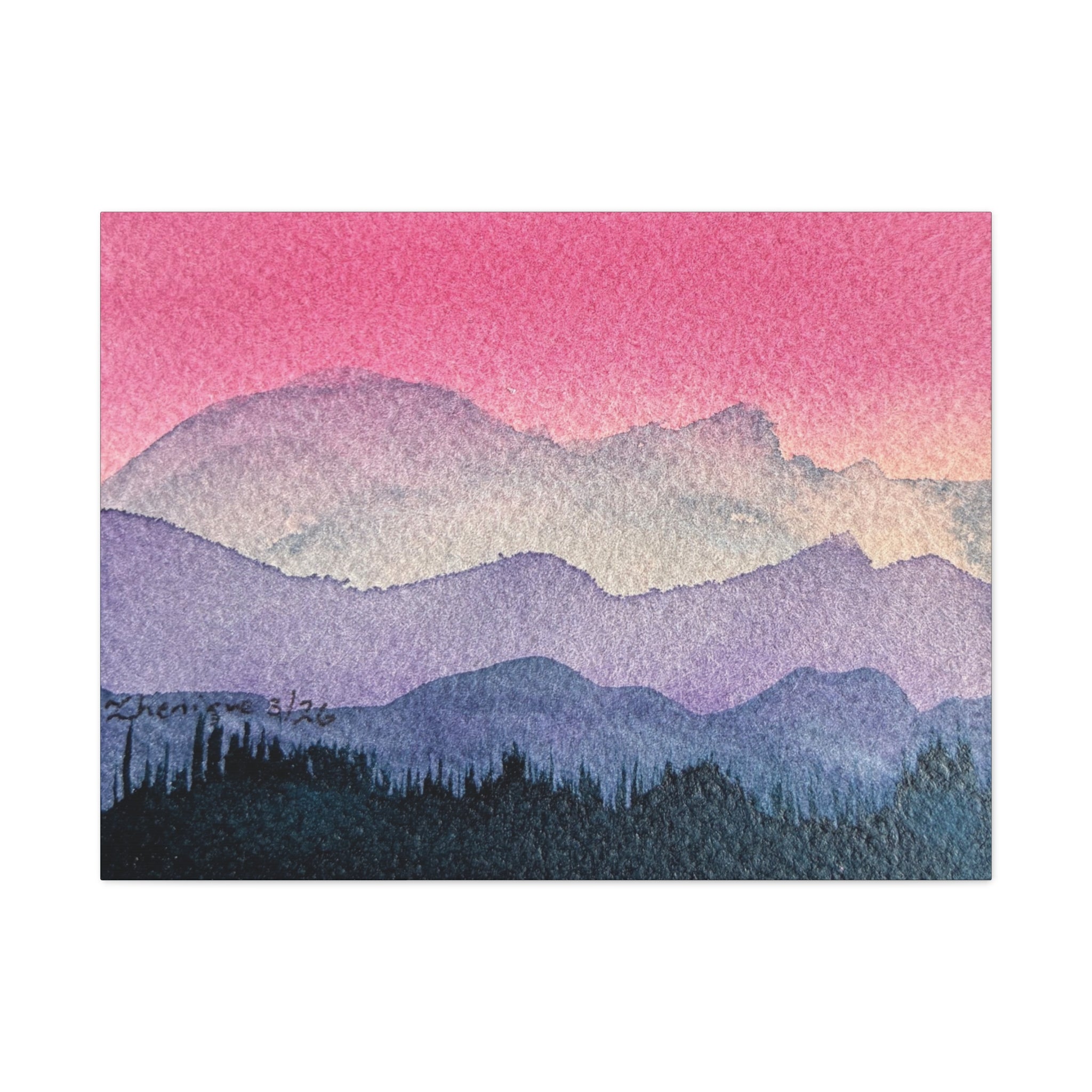 Jen Pink Sky watercolor on canvas