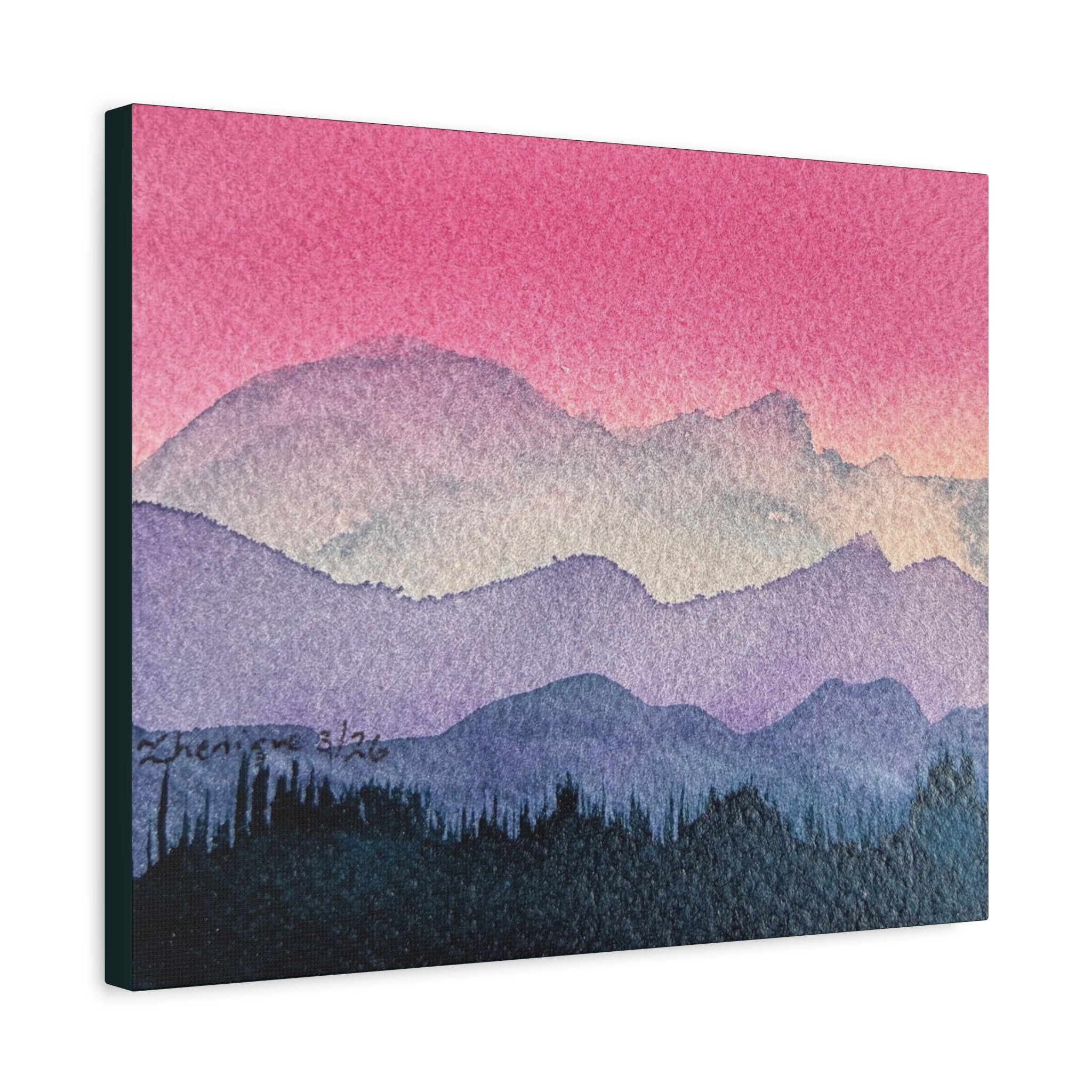 Jen Pink Sky watercolor on canvas