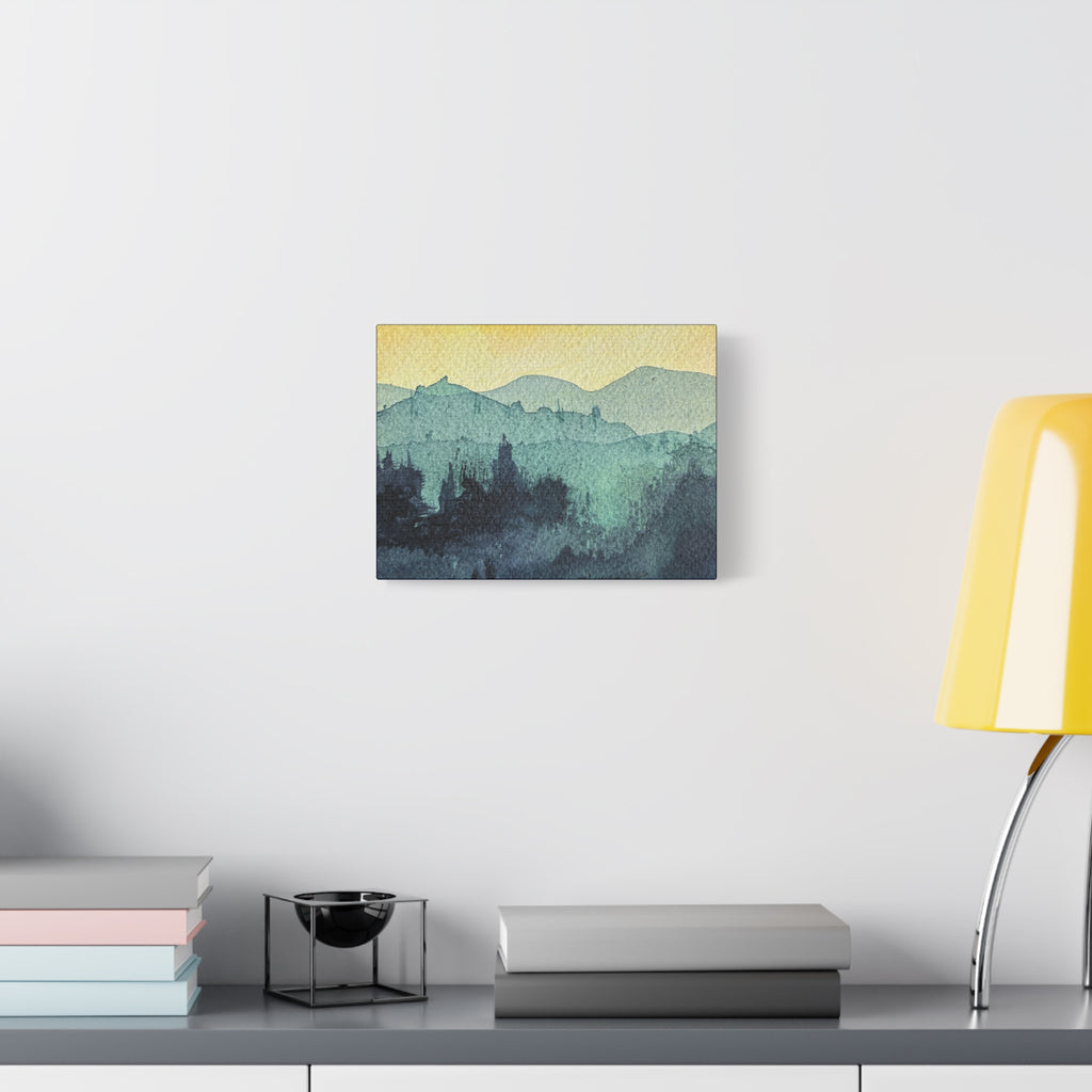 HYDE Mist Watercolor Mountain Canvas Wall Art - Matte Stretched Landscape Print