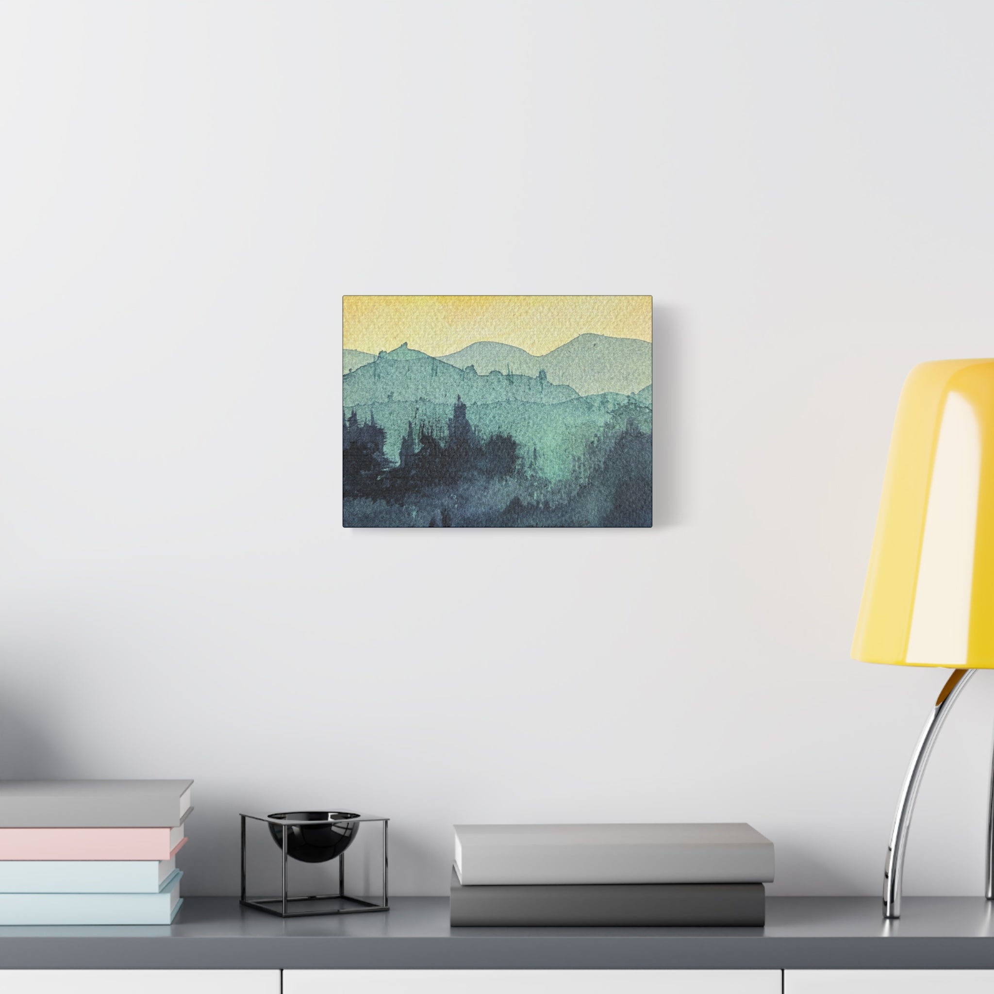 HYDE Mist Watercolor Mountain Canvas Wall Art - Matte Stretched Landscape Print