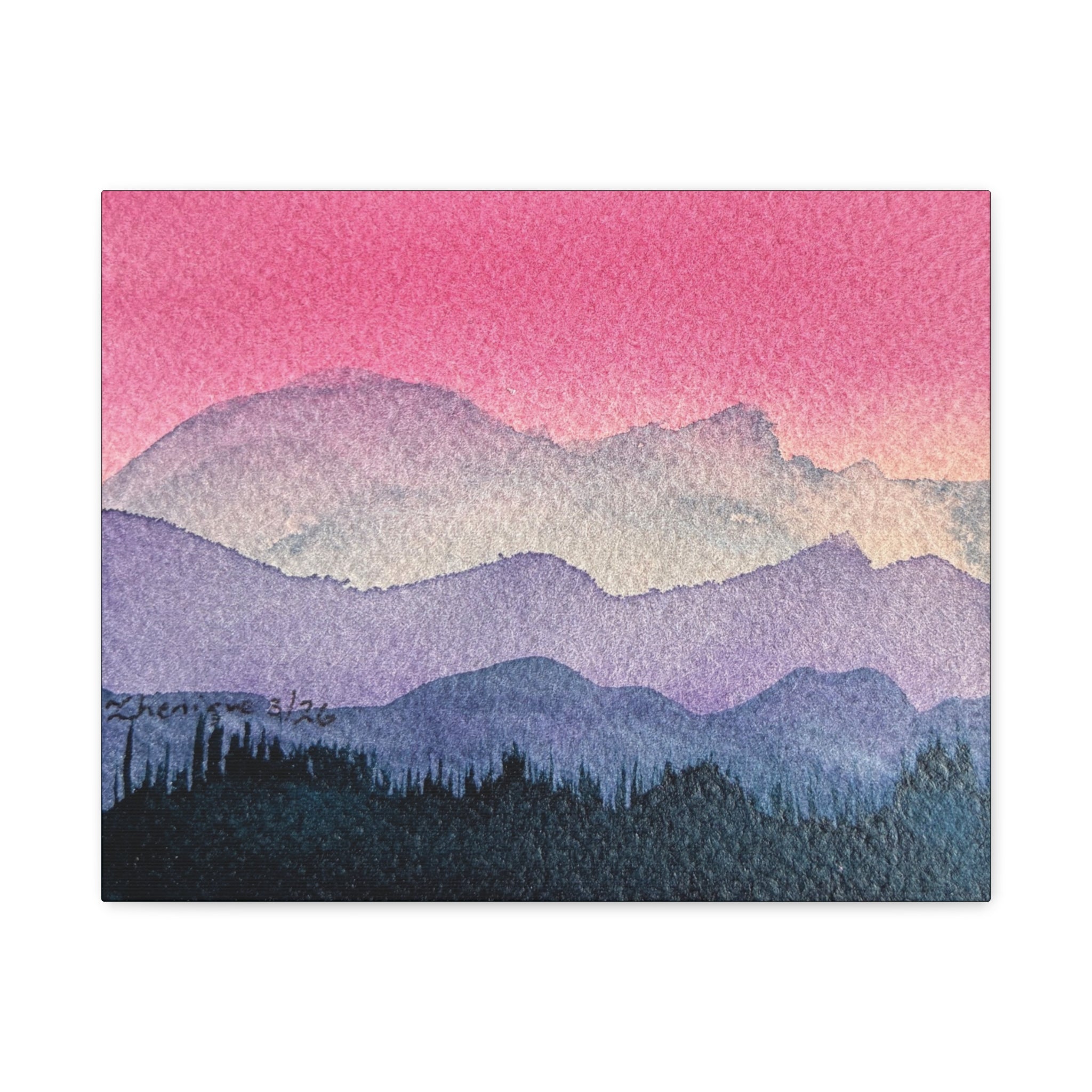 Jen Pink Sky watercolor on canvas
