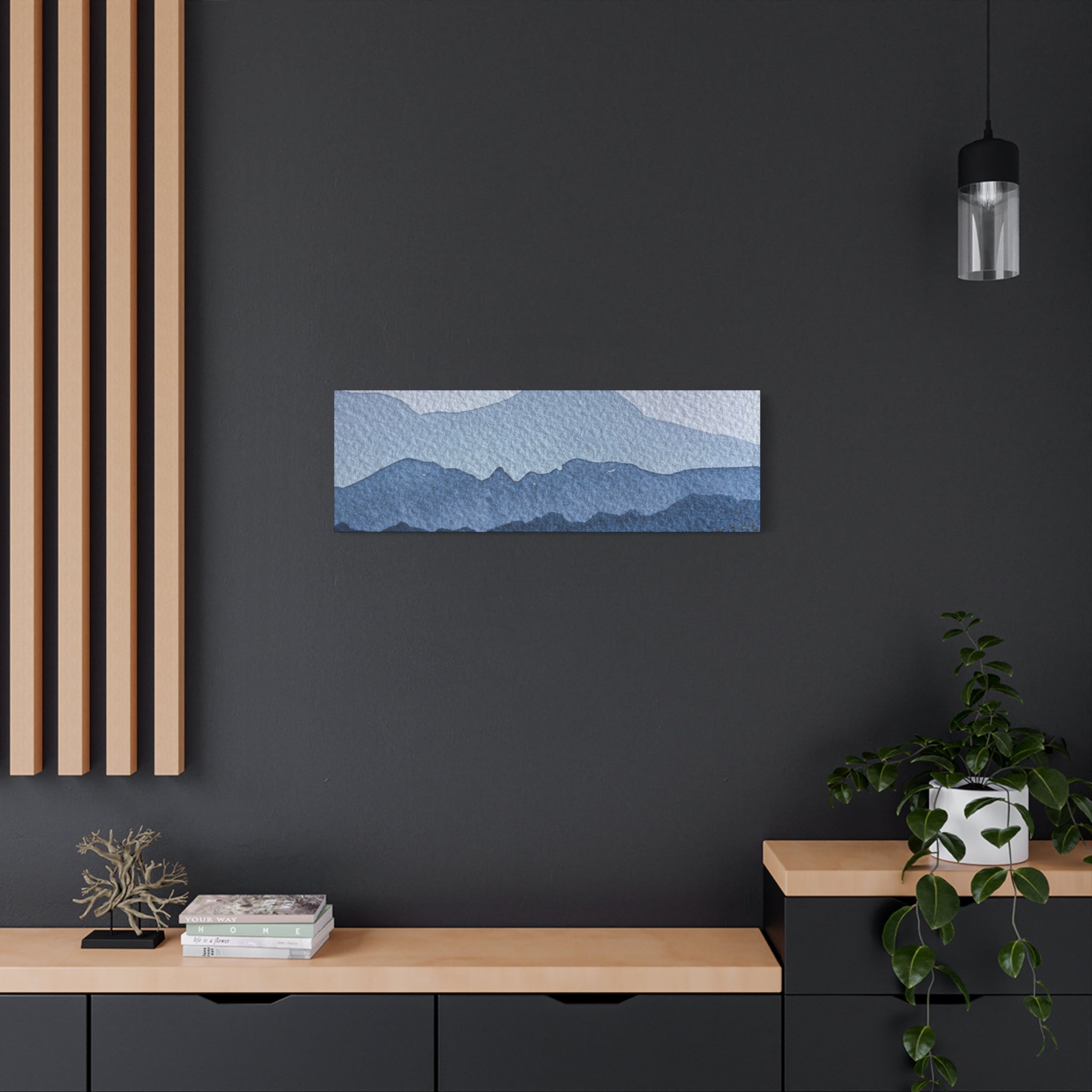 British Columbia Foggy a Watercolor Canvas Print