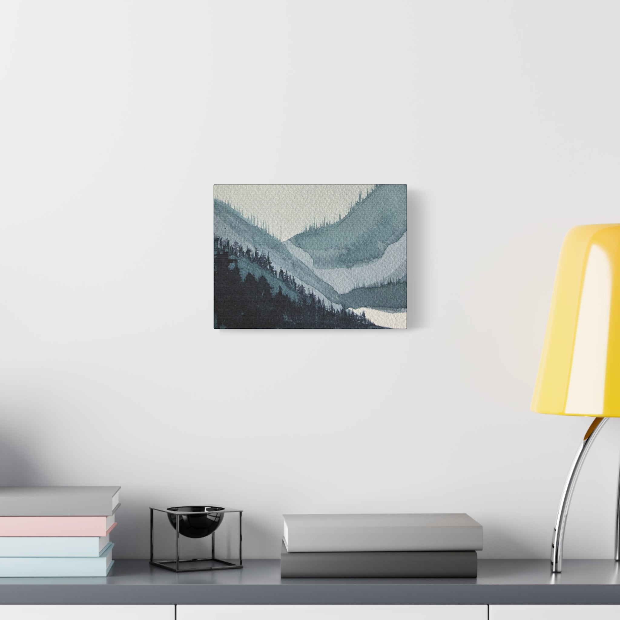 Kristi Mountain Mist Watercolor Canvas Wall Art — Stretched Matte Landscape Print