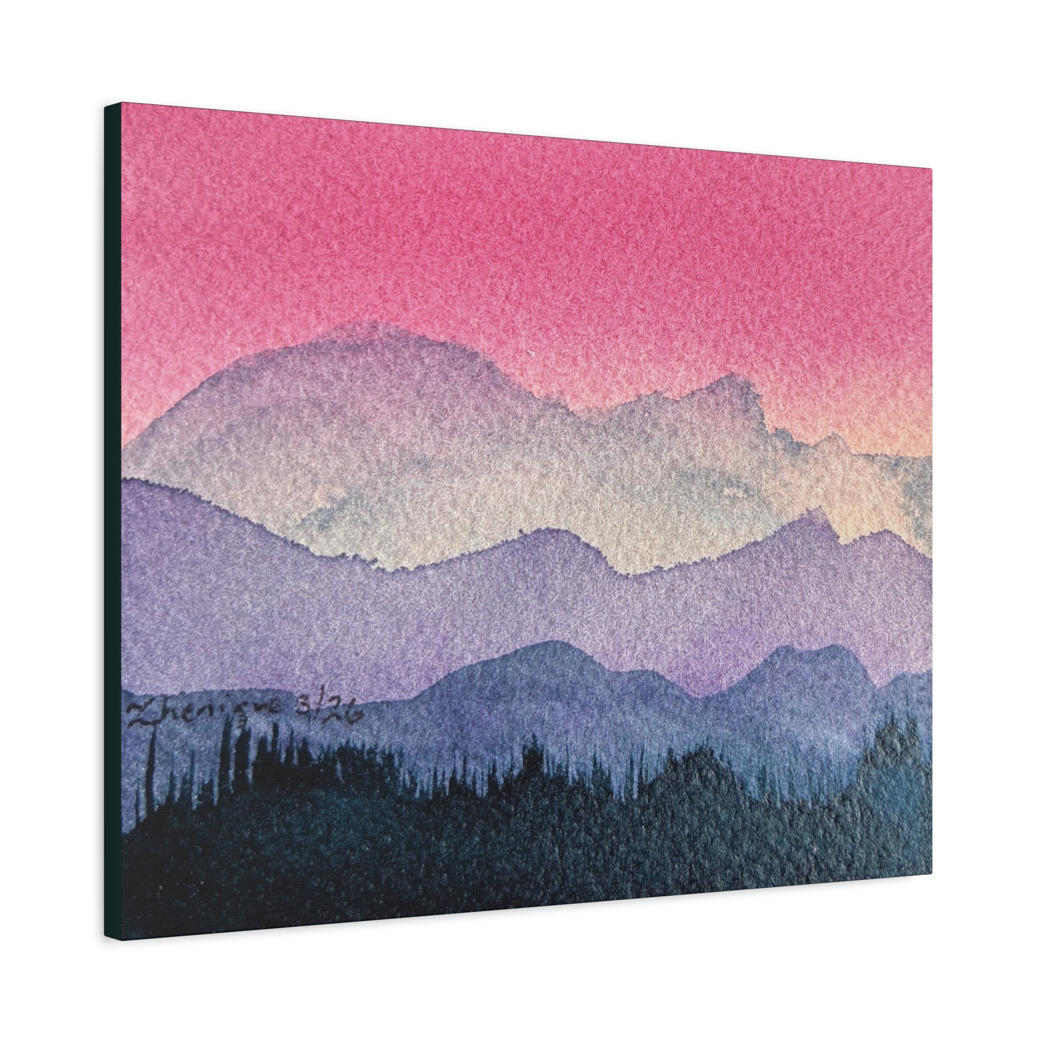 Jen Pink Sky watercolor on canvas