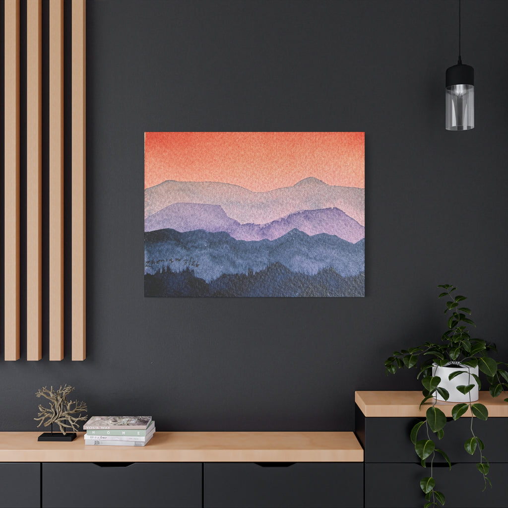 Salmon Sky Watercolor Canvas Print — Matte Stretched 1.25"