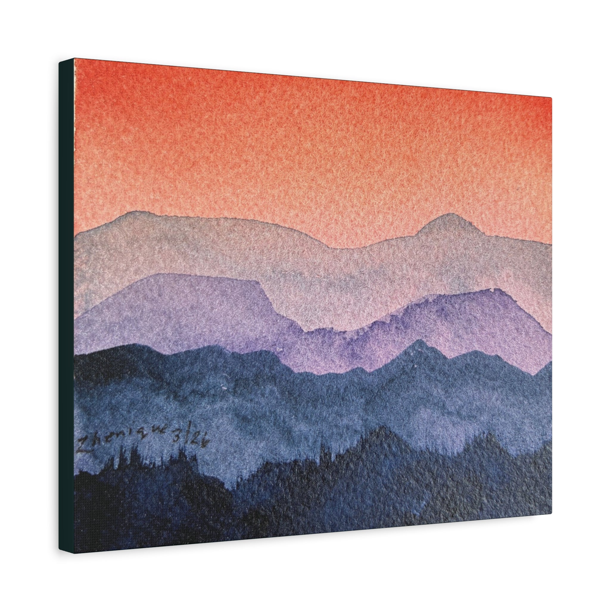 Salmon Sky Watercolor Canvas Print — Matte Stretched 1.25"