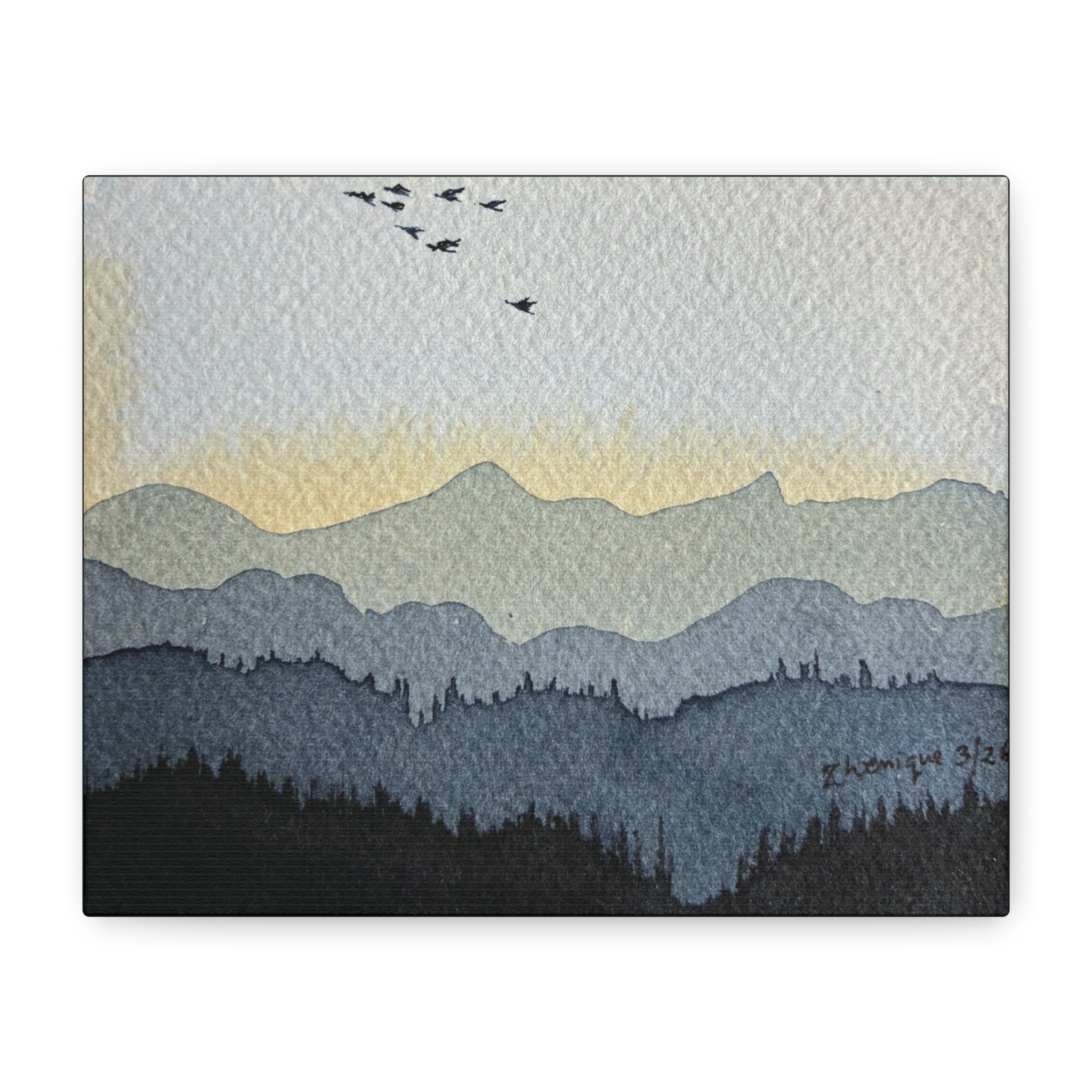 Mountain Sunrise Watercolor Canvas Print