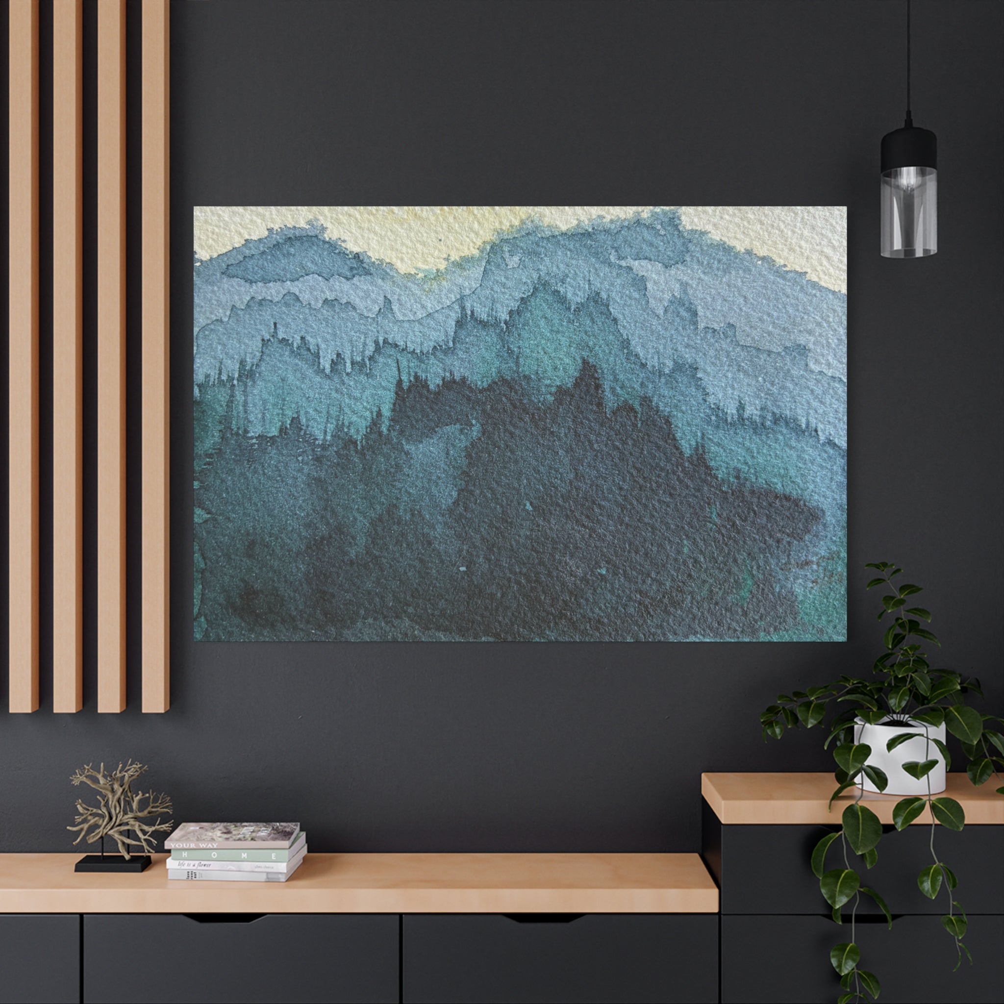 British Columbia Foggy c Watercolor Canvas Print