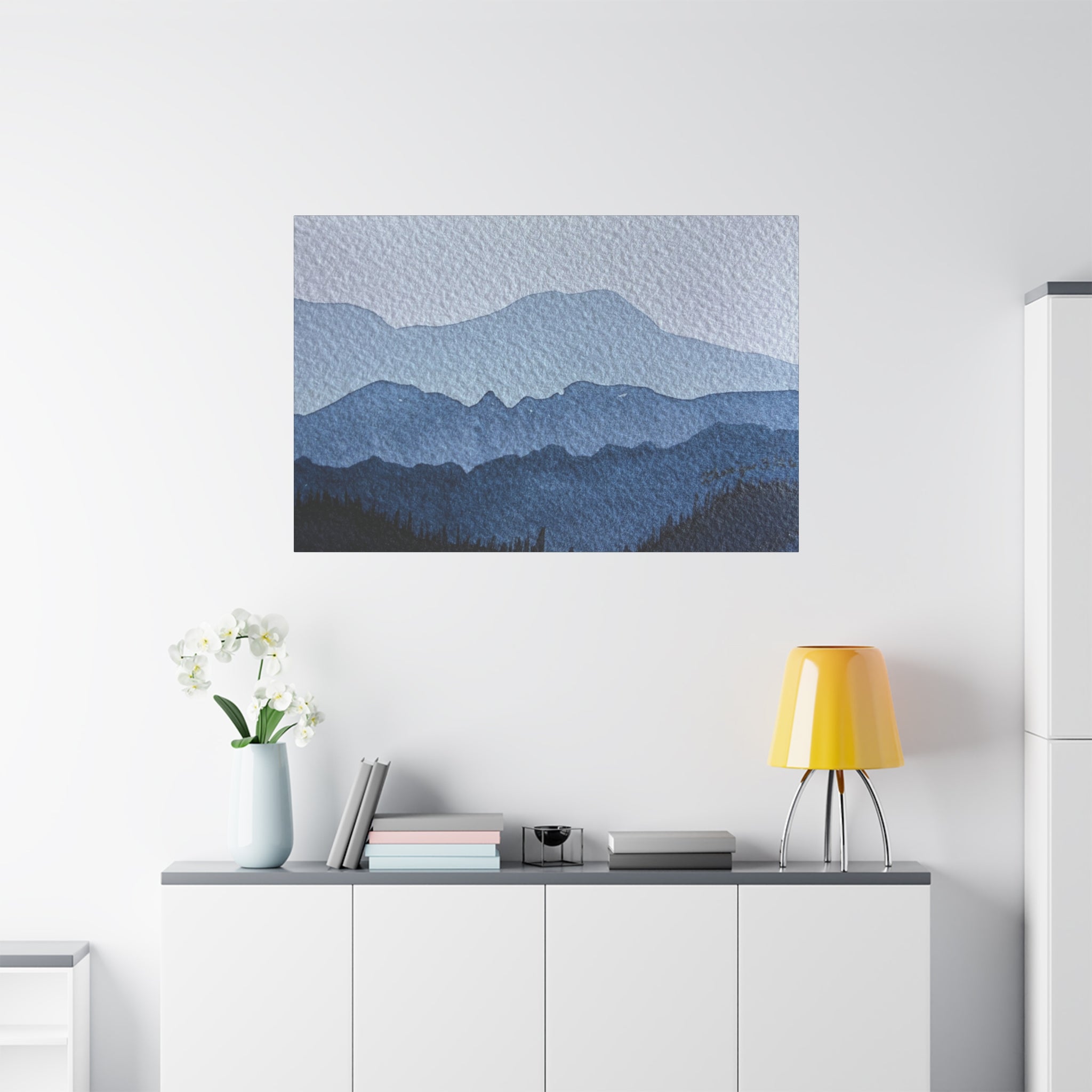 British Columbia Foggy a Watercolor Canvas Print