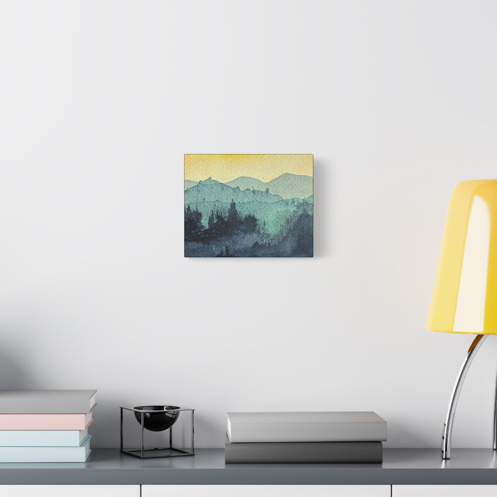 HYDE Mist Watercolor Mountain Canvas Wall Art - Matte Stretched Landscape Print