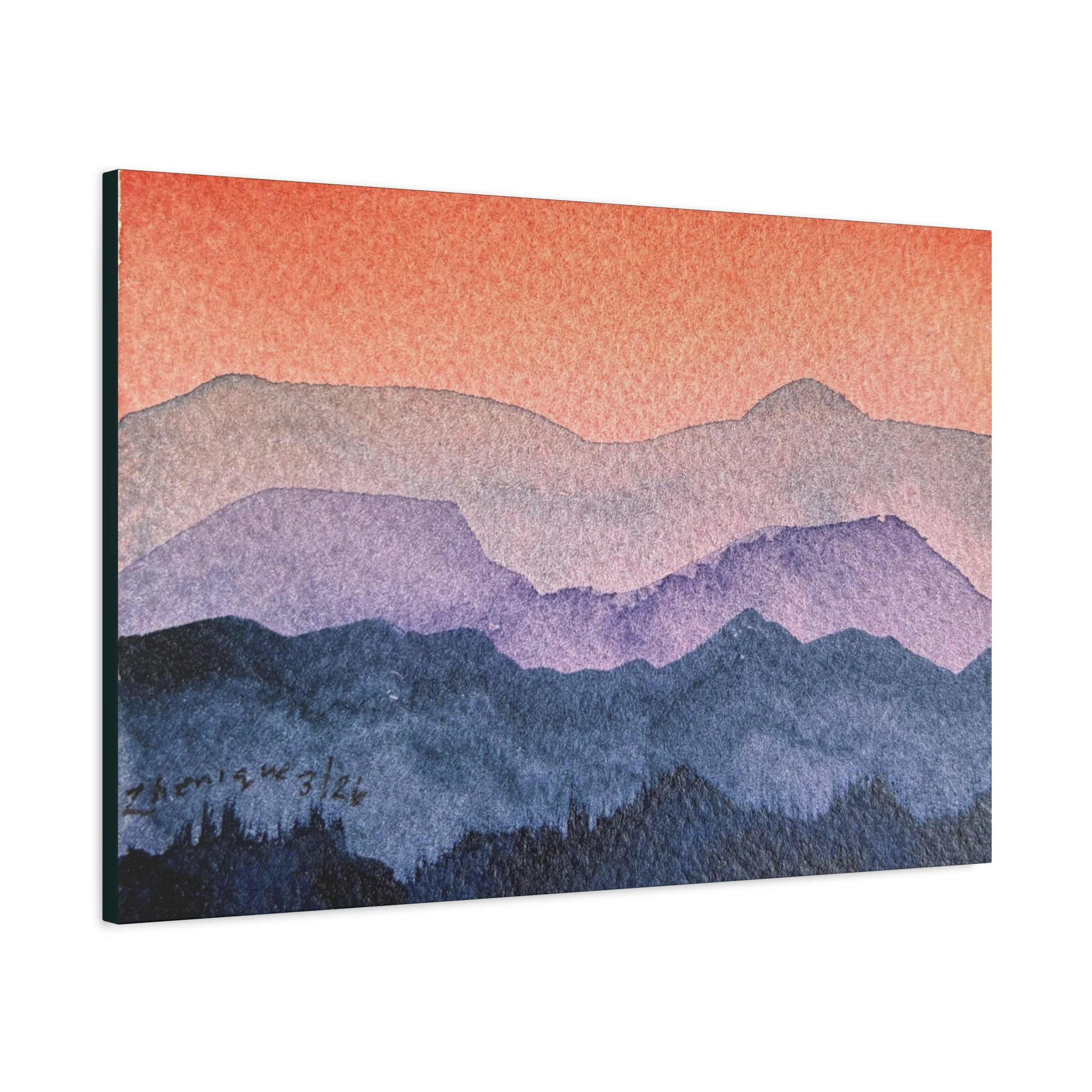Salmon Sky Watercolor Canvas Print — Matte Stretched 1.25"