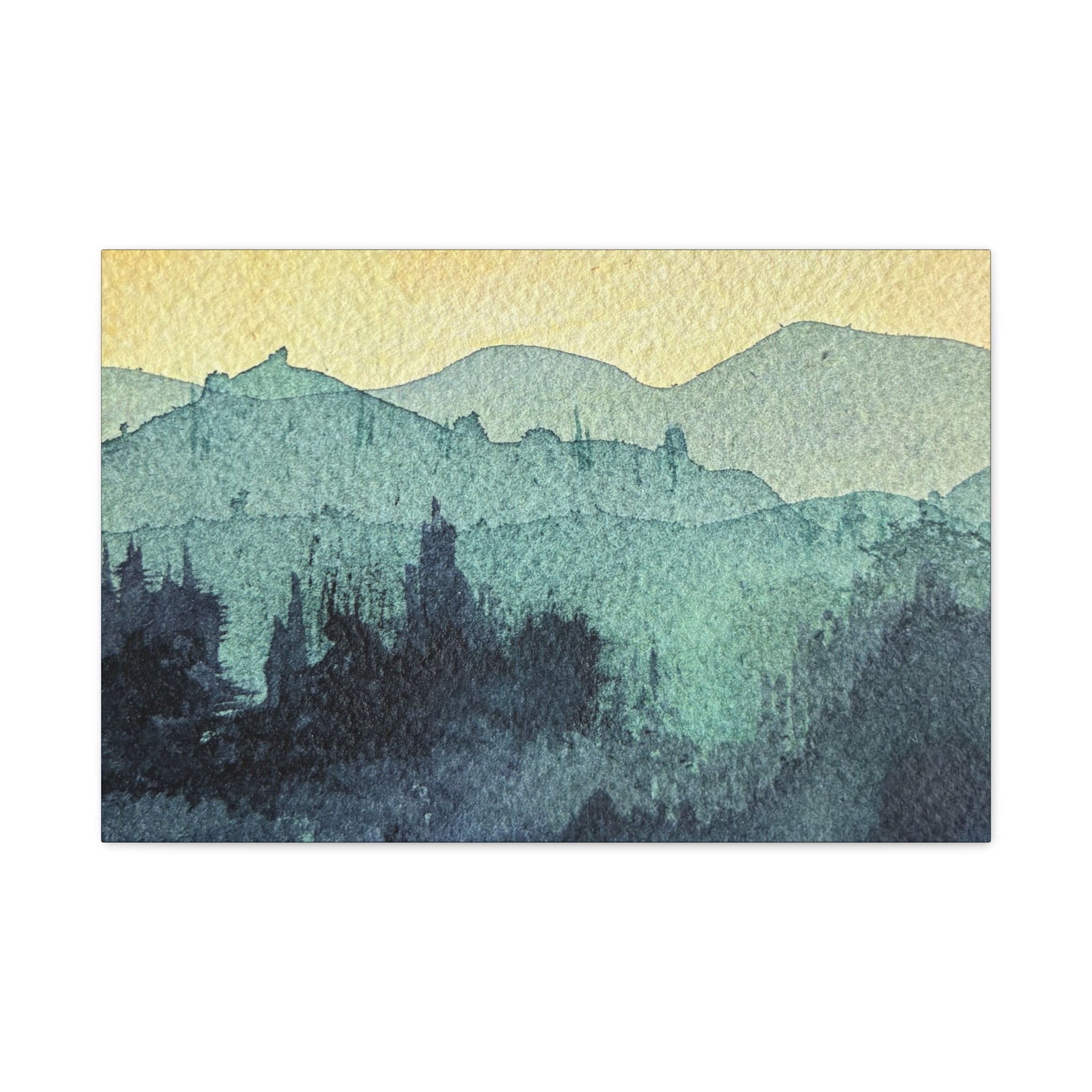 HYDE Mist Watercolor Mountain Canvas Wall Art - Matte Stretched Landscape Print